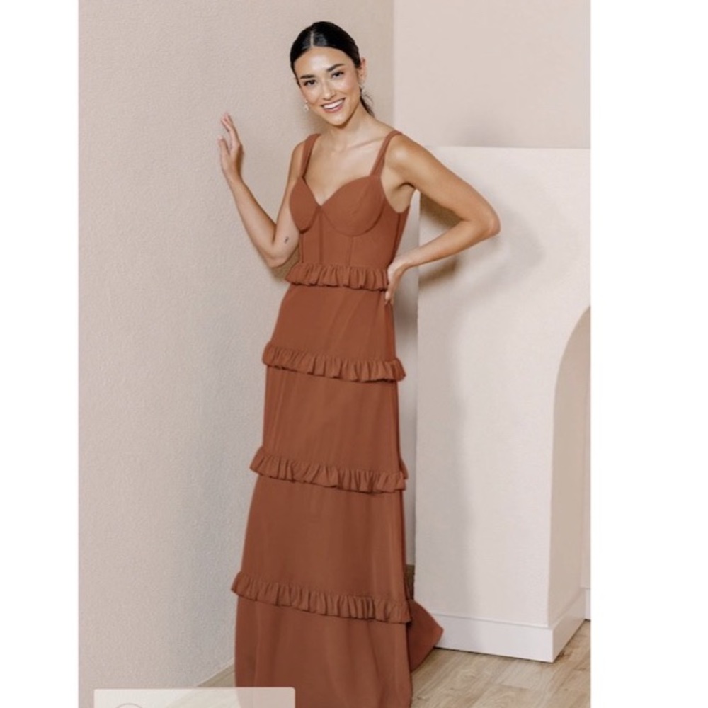 Revelry bridesmaid dress - Sloane Chiffron in rust